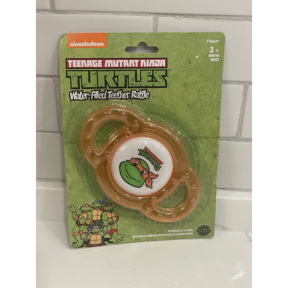 Teenage Mutant Ninja Turtles Water-Filled Teether Rattle Orange 3+ Months New